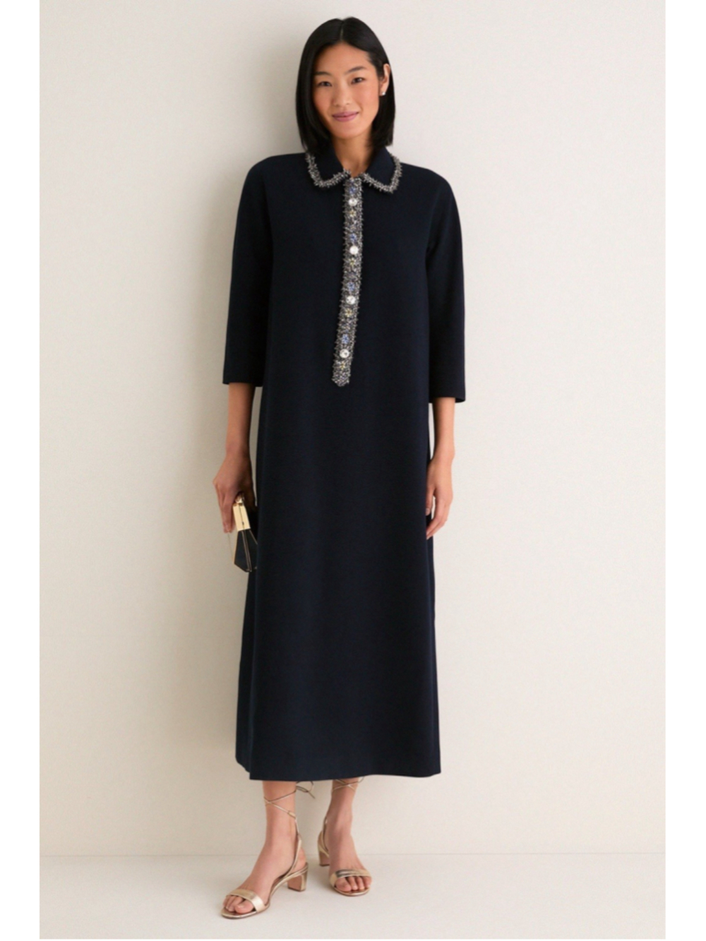 Tuckernuck Navy Embellished Nicola Maxi Dress 3XL Boxy Formal Classic Elegant